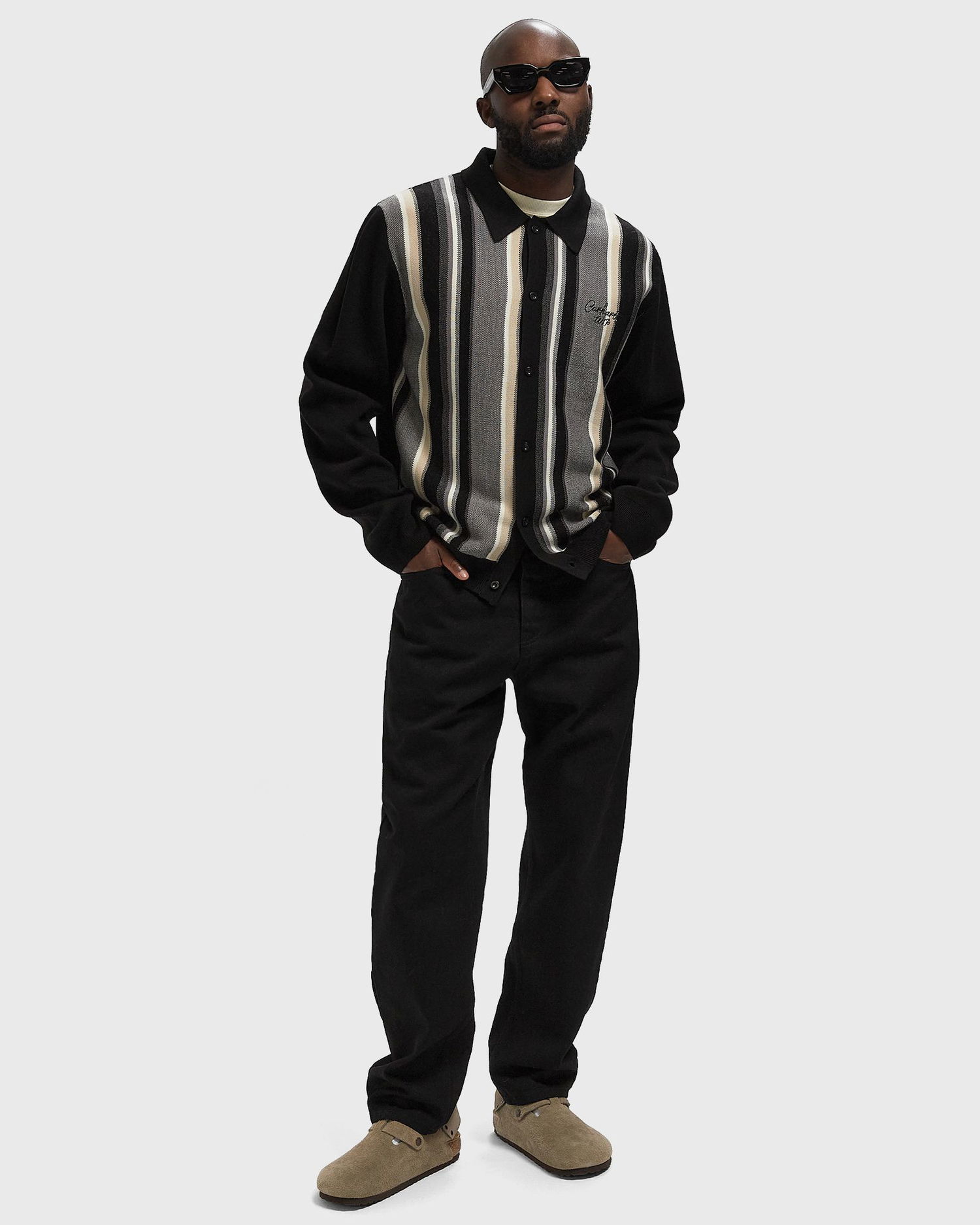 Sweater Carhartt WIP Striped Knit Cardigan Sort | I035397-3BA.XX, 1