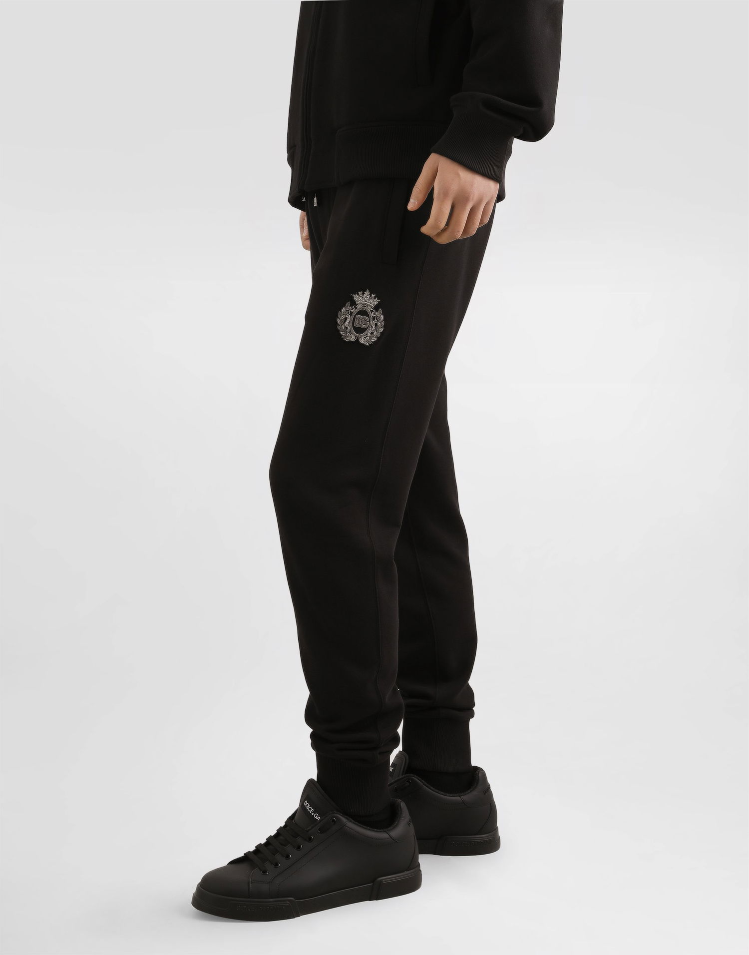 Joggingbukser Dolce & Gabbana Dolce & Gabbana Jersey Trousers with Heraldic Patch Sort | GP07TZG7PJ7N0000, 1