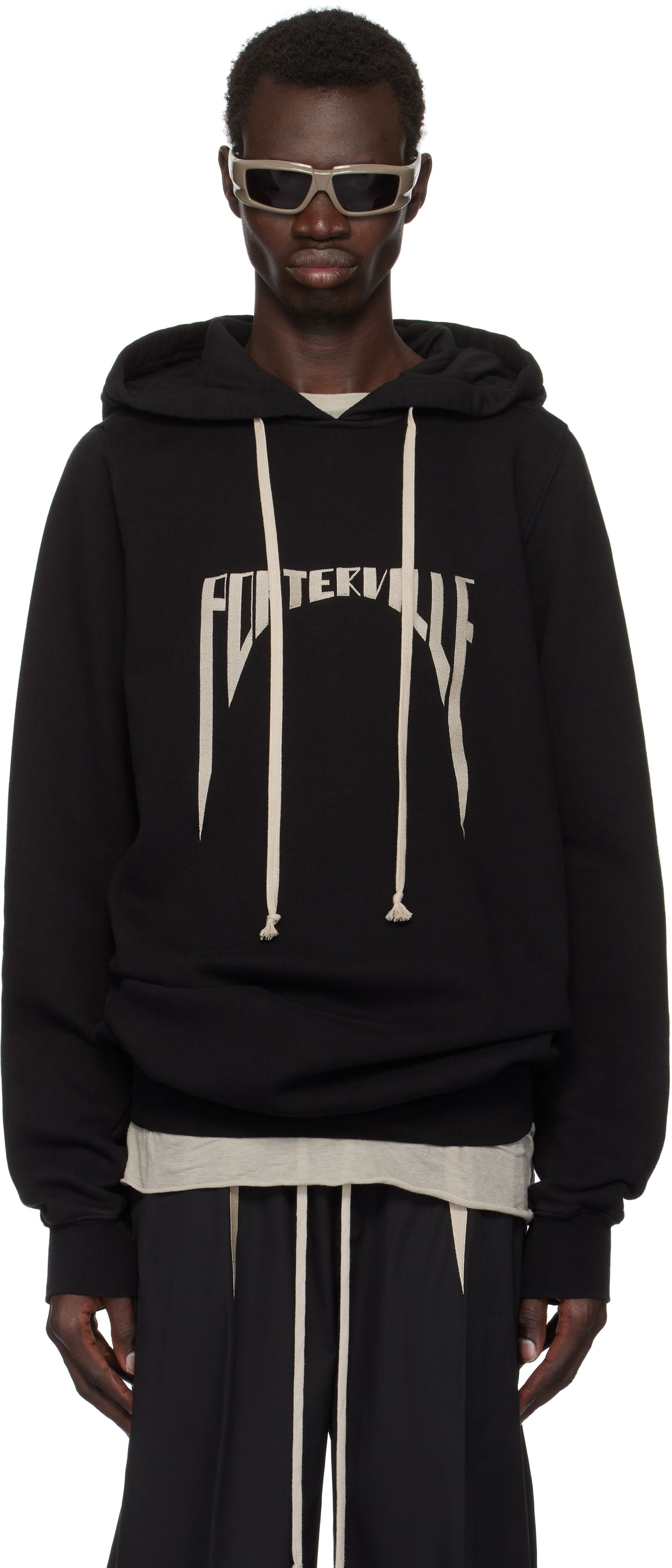 Sweatshirt Rick Owens Organic Cotton Hoodie Sort | RR02D6282 FEM7, 0