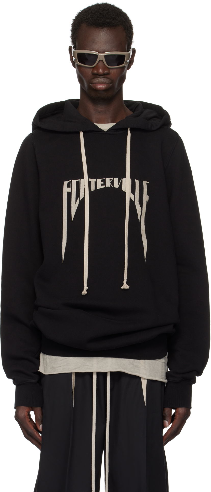 Sweatshirt Rick Owens Organic Cotton Hoodie Sort | RR02D6282 FEM7