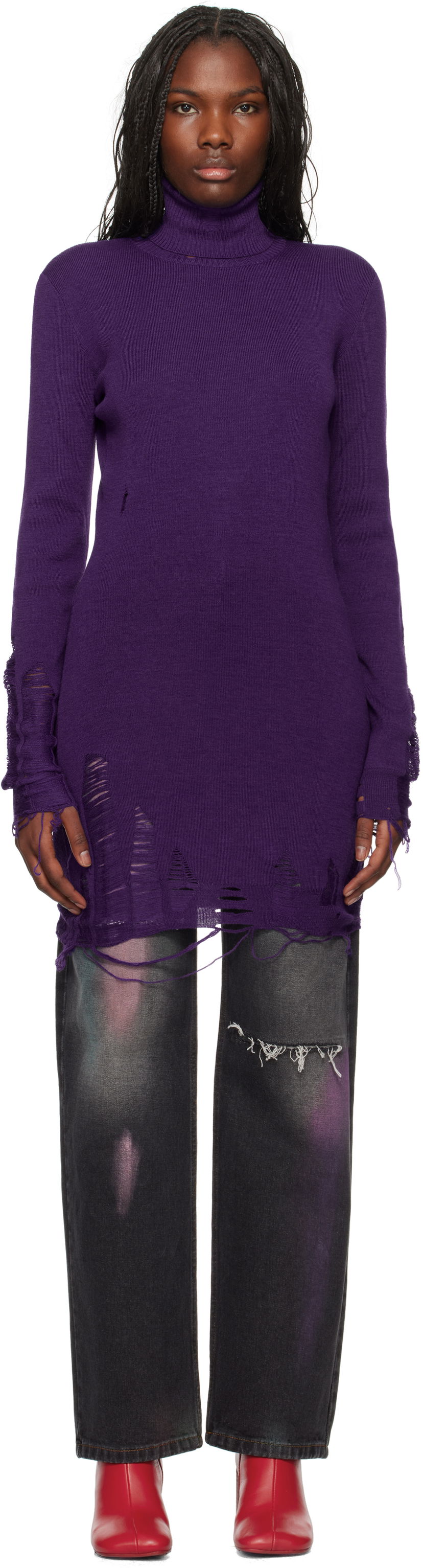 Kjole Maison Margiela Distressed Minidress Lilla | S62DA0030 M13070