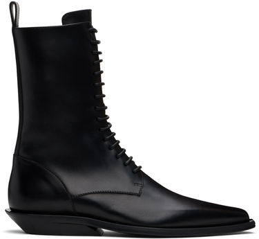 Tøj Ann Demeulemeester Ann Demeulemeester Ise Pointy Micro Heel Lace-Up Boots Sort | 2402-W-A12-LT131-099, 0