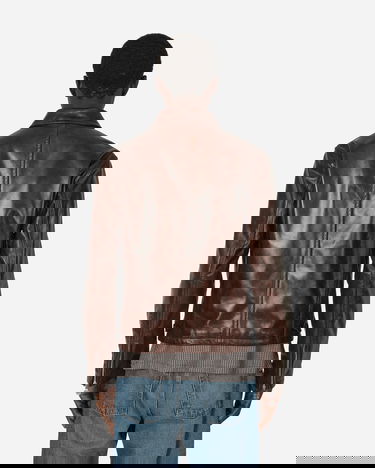 Jakke Acne Studios Leather Jacket Brown Brun | B70138- 700, 3