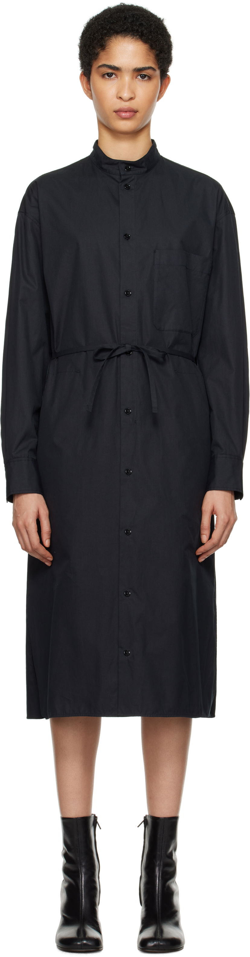 Kjole LEMAIRE Lemaire Drawstring Midi Shirt Dress Sort | DR1087 LF839
