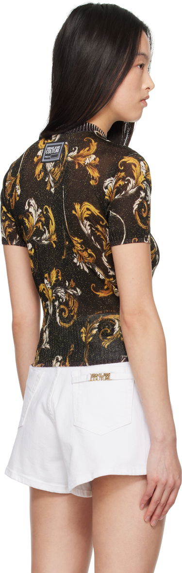 T-shirt Versace Versace Jeans Couture Barocco Lurex Knit Top Sort | E78HAFM07_ECMN45, 2