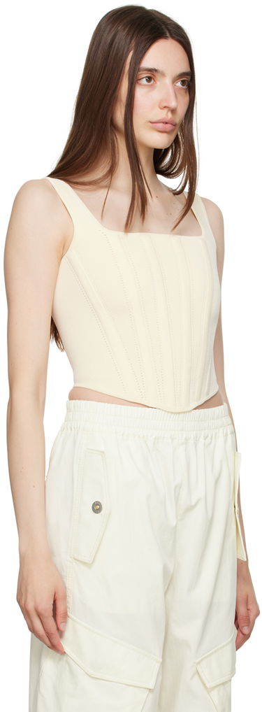 Tanktop Dion Lee Pointelle Knit Long Sleeve Top Hvid | A7460P23, 3