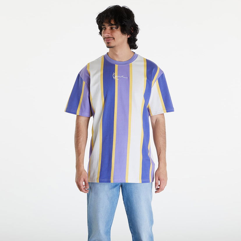 T-shirt Karl Kani Small Signature Stripe Tee Lilac/ Navy/ Off White Lilla | KM241-023-1