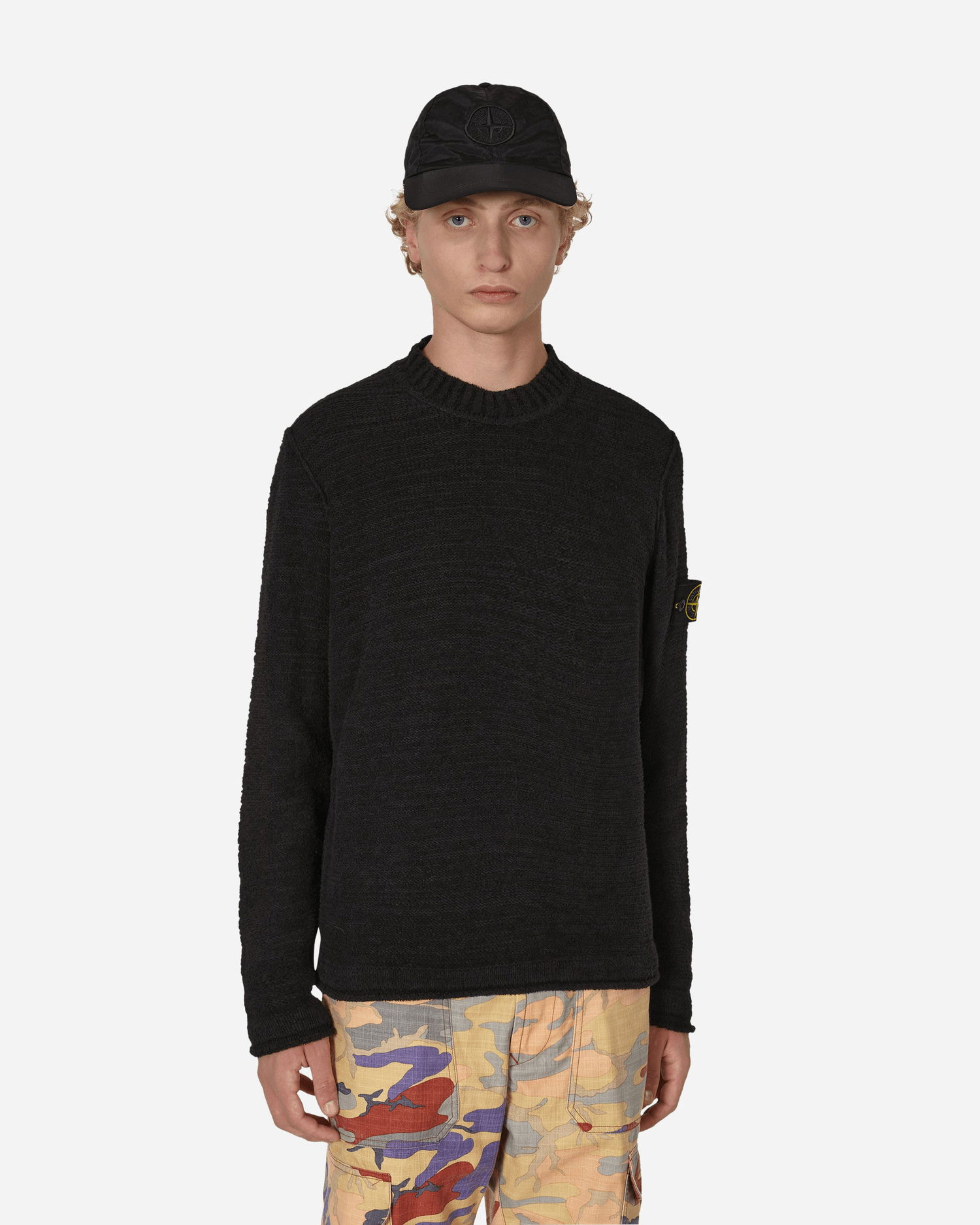 Sweater Stone Island Cotton Mock Crewneck Sort | 7715530A6 V0029, 1