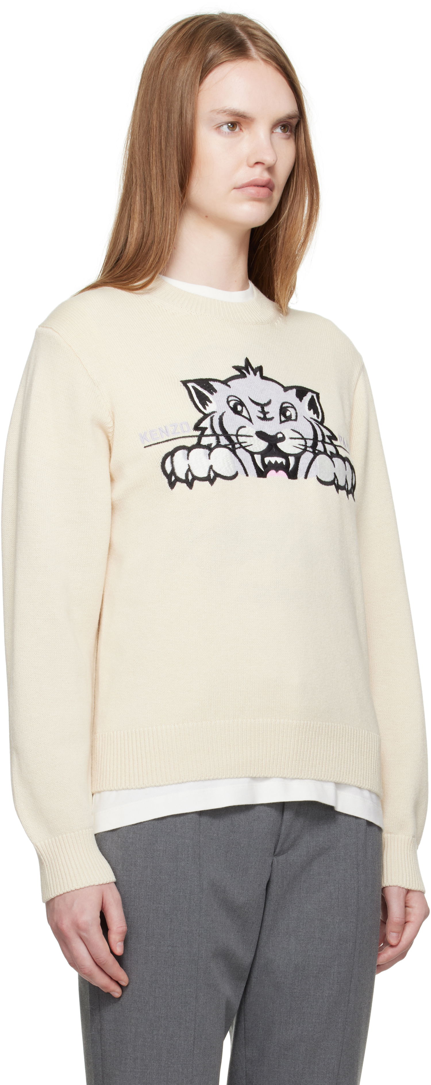 Sweater KENZO Kenzo Paris 'KENZO Happy Tiger' Sweater Beige | FF62PU7233LI, 1