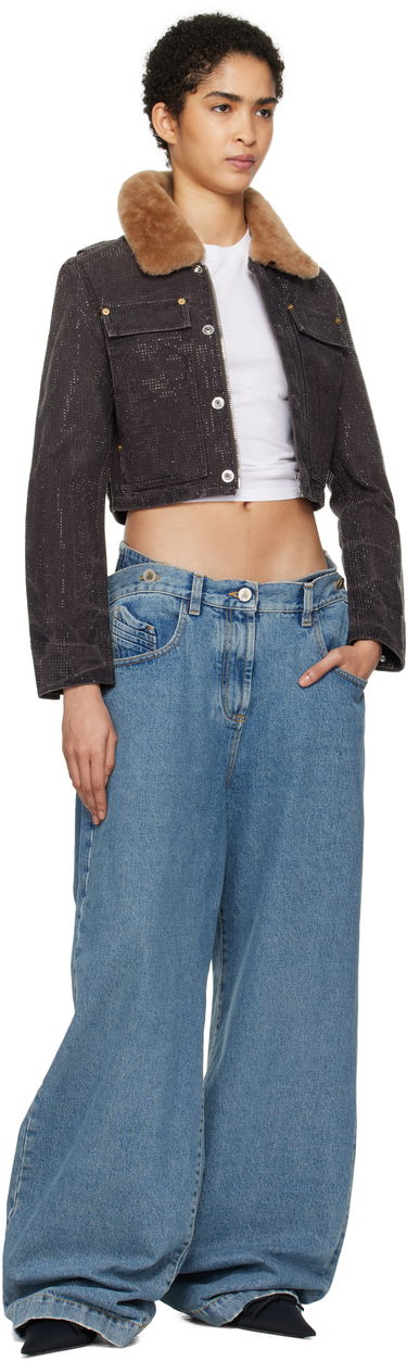 Jakke Alexander Wang Alexander Wang Workwear Cropped Denim Jacket with Shearling Collar Brun | 1WC4242501, 3