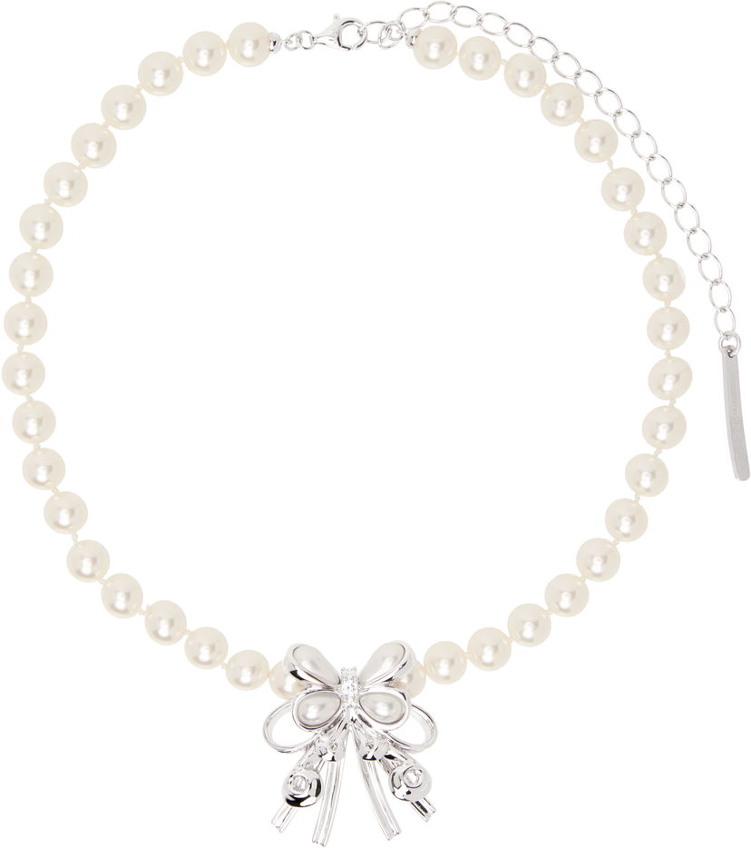 Halskæde SHUSHU/TONG YVMIN Edition Pearl Butterfly Flower Curly Hair Choker Hvid | 24715SLV00NN