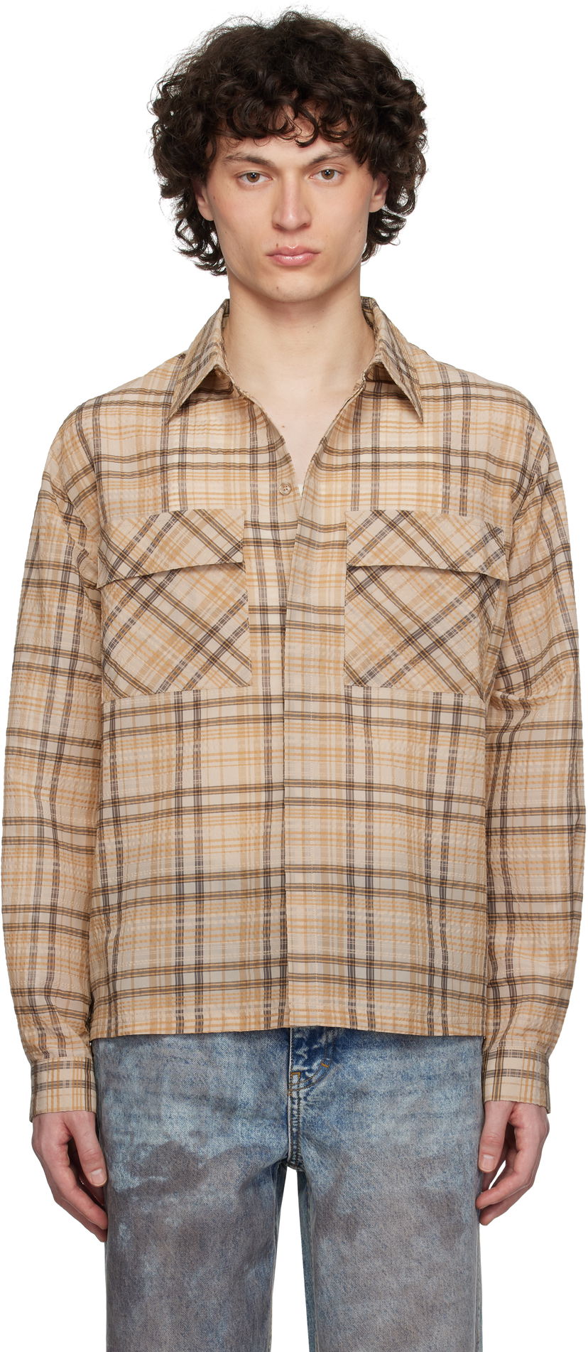 Skjorte Represent Clo Represent Sheer Flannel Shirt Beige | MLM2907