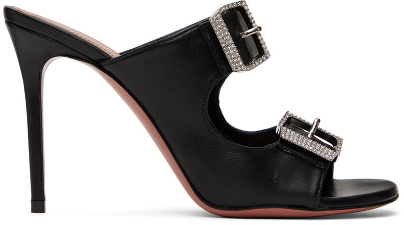 Tilbehør Amina Muaddi Amina Muaddi Millie Heeled Sandals Sort | MILLIE SLIPPER ST NAPPA