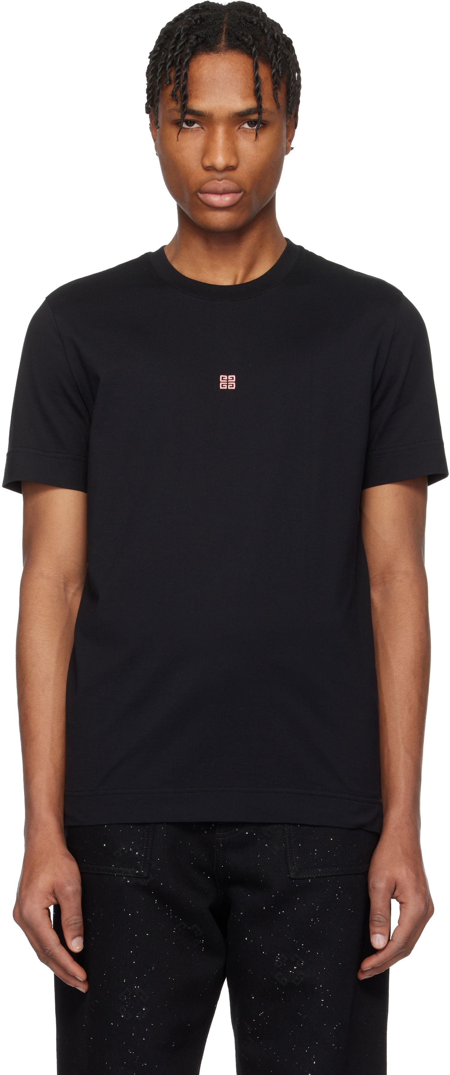 T-shirt Givenchy Givenchy Slim-Fit 4G Embroidered T-Shirt Sort | BM716G3YCD024, 0