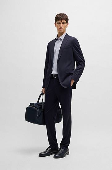 Skjorte BOSS Slim-Fit Performance-Stretch Printed Jersey Shirt Blå | 50539392, 1