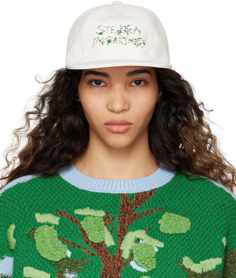 Kasket Stella McCartney Stella McCartney Embroidered Cap Hvid | 570194WP0172