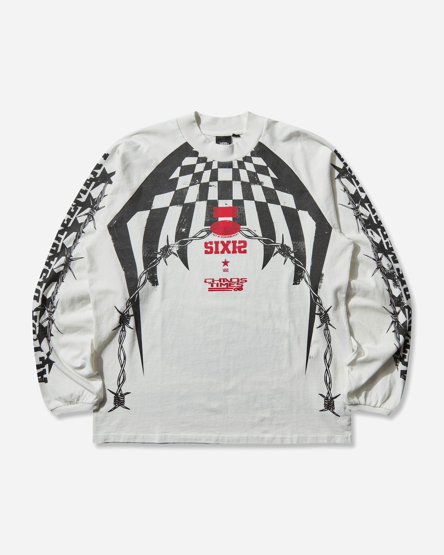 T-shirt Vans Act of Disagreement Hazard Checkered Barbed Wire SIXIR Chaos Times Longsleeve T-Shirt Hvid | VN000RPWWHT1, 1
