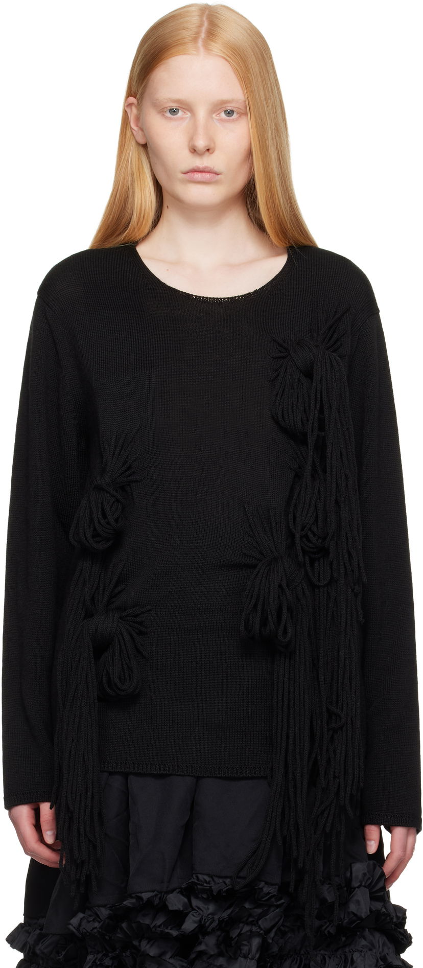 Sweater Comme des Garçons Homme Plus Acrylic Wool Jersey Knot Sweater Sort | PO-N001-051