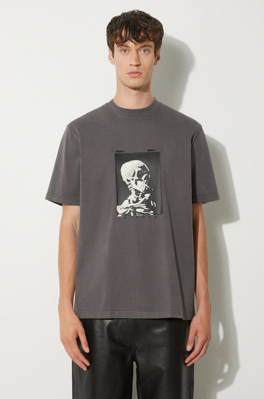 T-shirt Stampd Skeleton Garment Dye Relaxed T-Shirt With Print Grå | SLA.M3247TE.DKG, 0