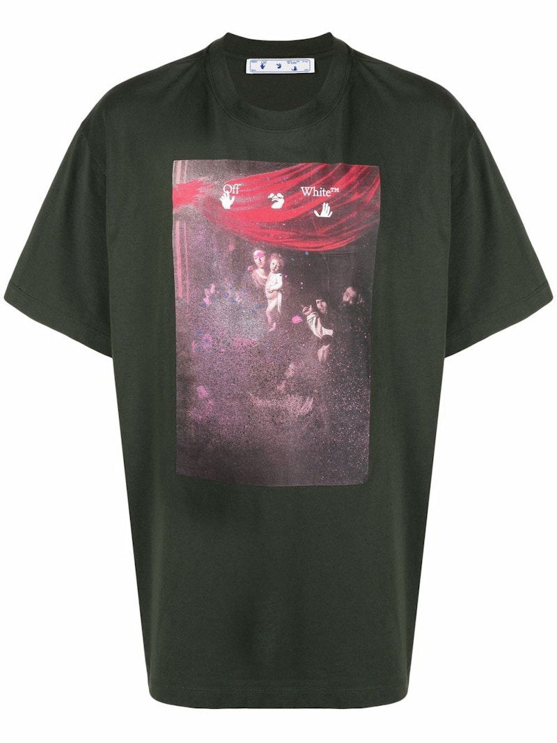 T-shirt Off-White Caravaggio Painting T-shirt Green Grøn | OMAA038S21JER0055901