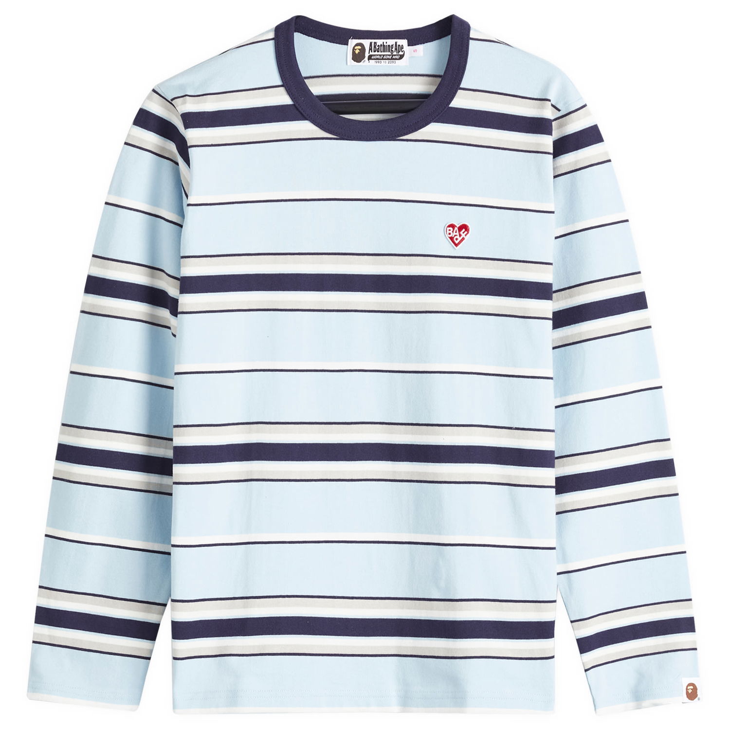 T-shirt BAPE One Point Stripe Long Sleeve T-Shirt Blå | 001LTK802001L-SAX, 0
