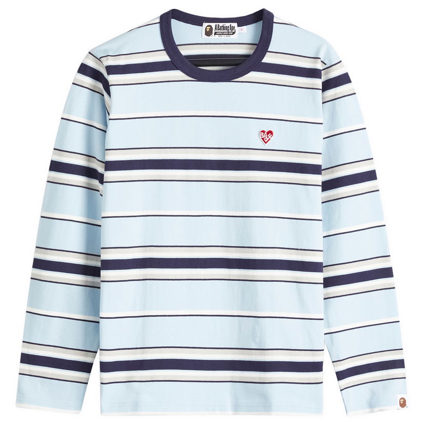 T-shirt BAPE One Point Stripe Long Sleeve T-Shirt Blå | 001LTK802001L-SAX