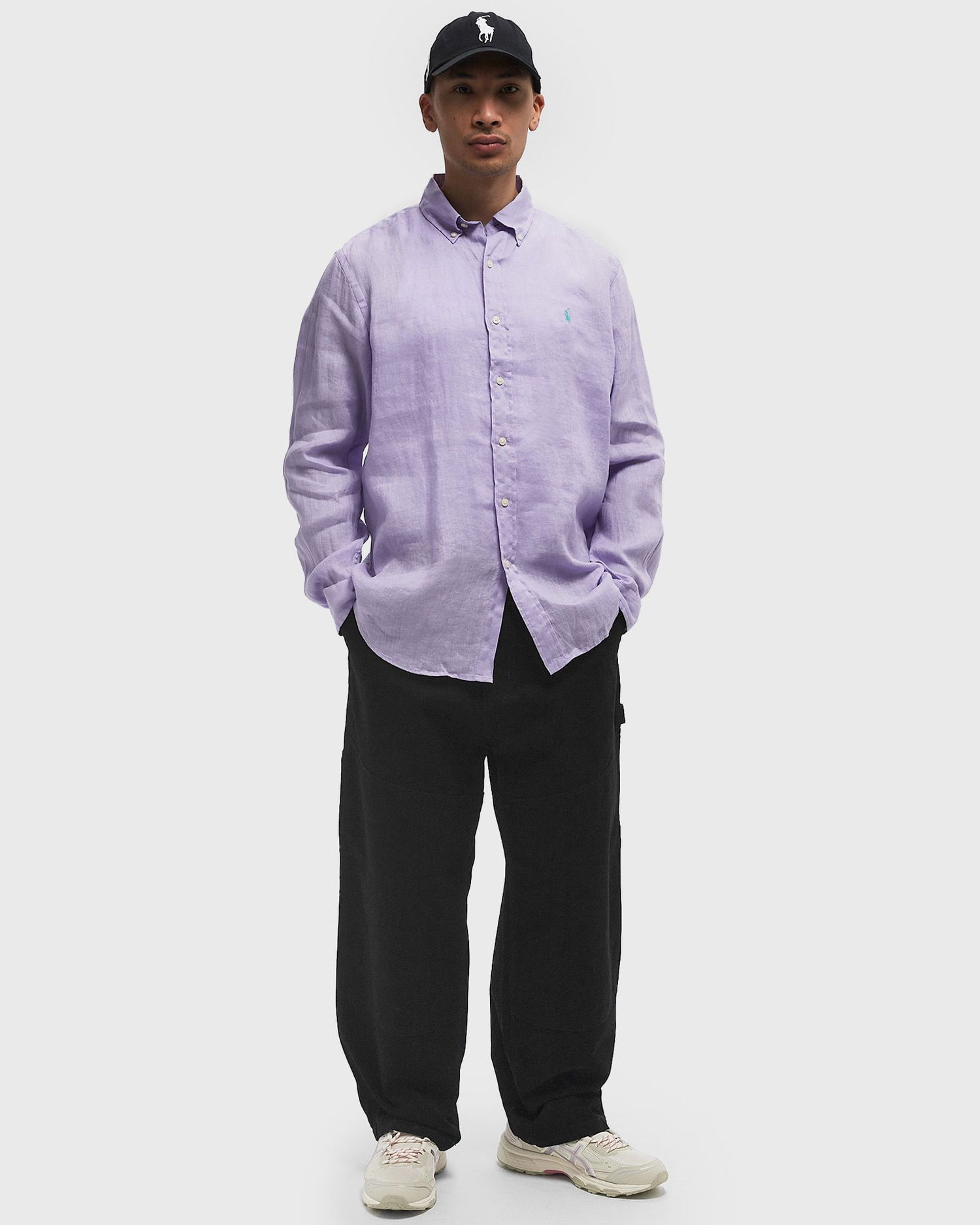 Skjorte Polo by Ralph Lauren Ralph Lauren Custom Fit Linen Long Sleeve Shirt Lilla | 710966294014, 1