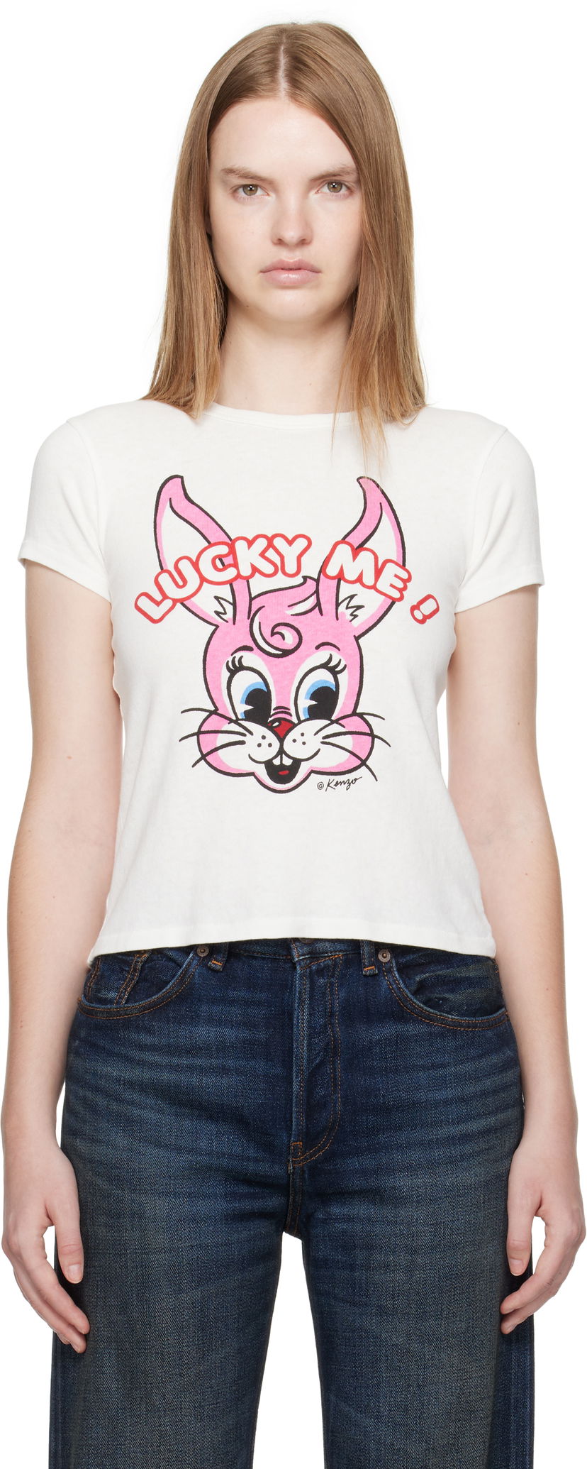 T-shirt KENZO Kenzo Paris 'Lucky Me' Cartoon T-Shirt Hvid | FF62TS2634SK