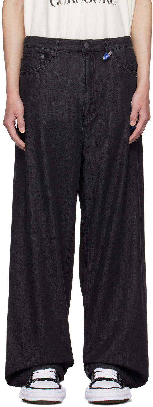Jeans Maison MIHARA YASUHIRO Maison MIHARA YASUHIRO Cotton Tencel Wide Leg Jeans Sort | I12PT004