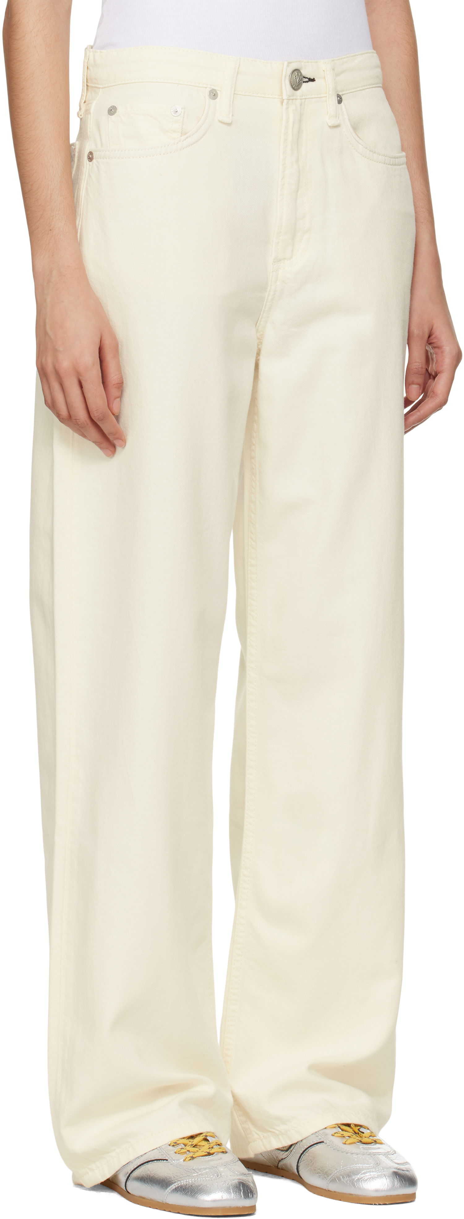Jeans rag & bone Rag & Bone 'The Logan' Mid-Rise Wide Leg Jeans Hvid | WDD22H2786STEC, 1