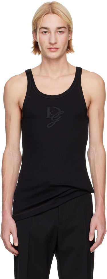 Tanktop Dolce & Gabbana Logo Patch Tank Top Sort | G8PA8ZG7N4G, 0