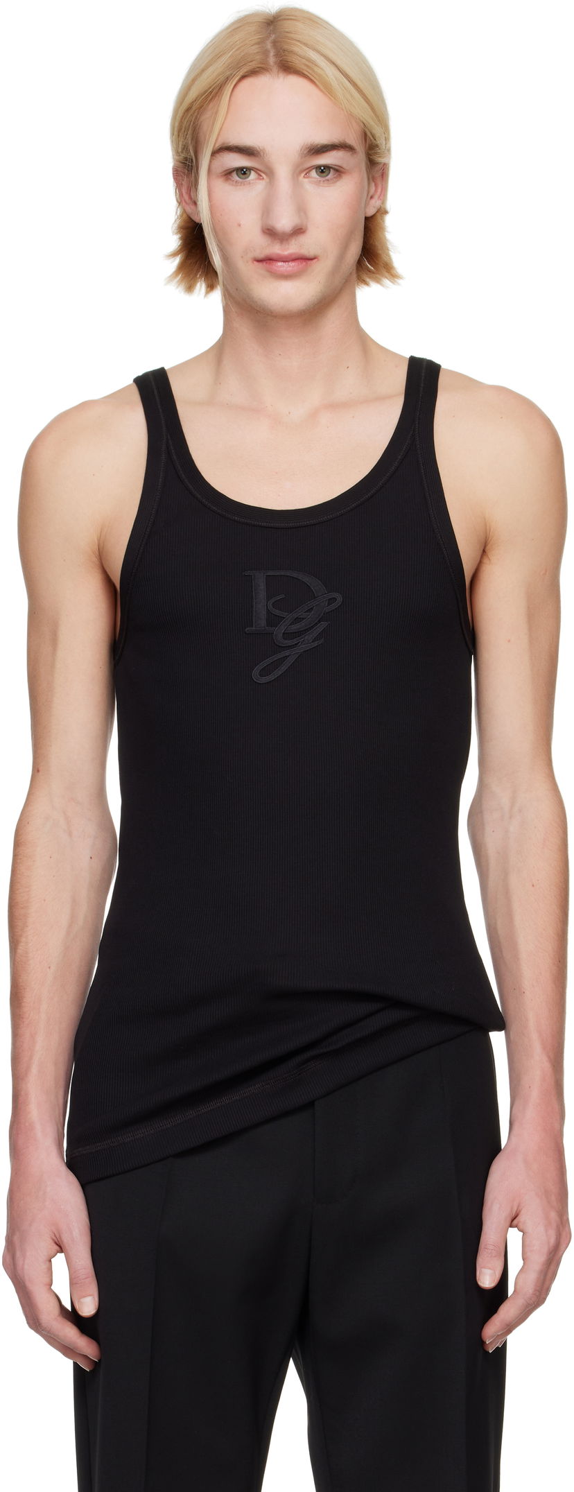 Tanktop Dolce & Gabbana Logo Patch Tank Top Sort | G8PA8ZG7N4G