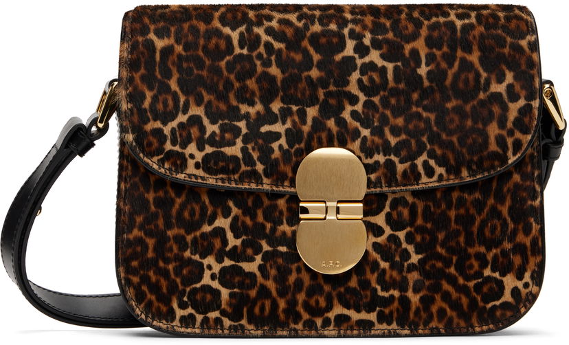 Skuldertaske A.P.C. Small Grace Leopard Print Crossbody Bag Brun | PXCAU-F61413