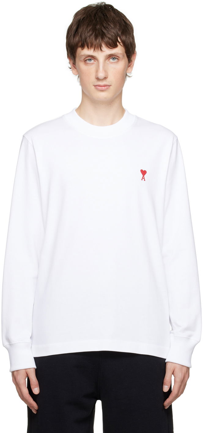 T-shirt AMI Long Sleeve T-Shirt Hvid | UTS200.701, 0