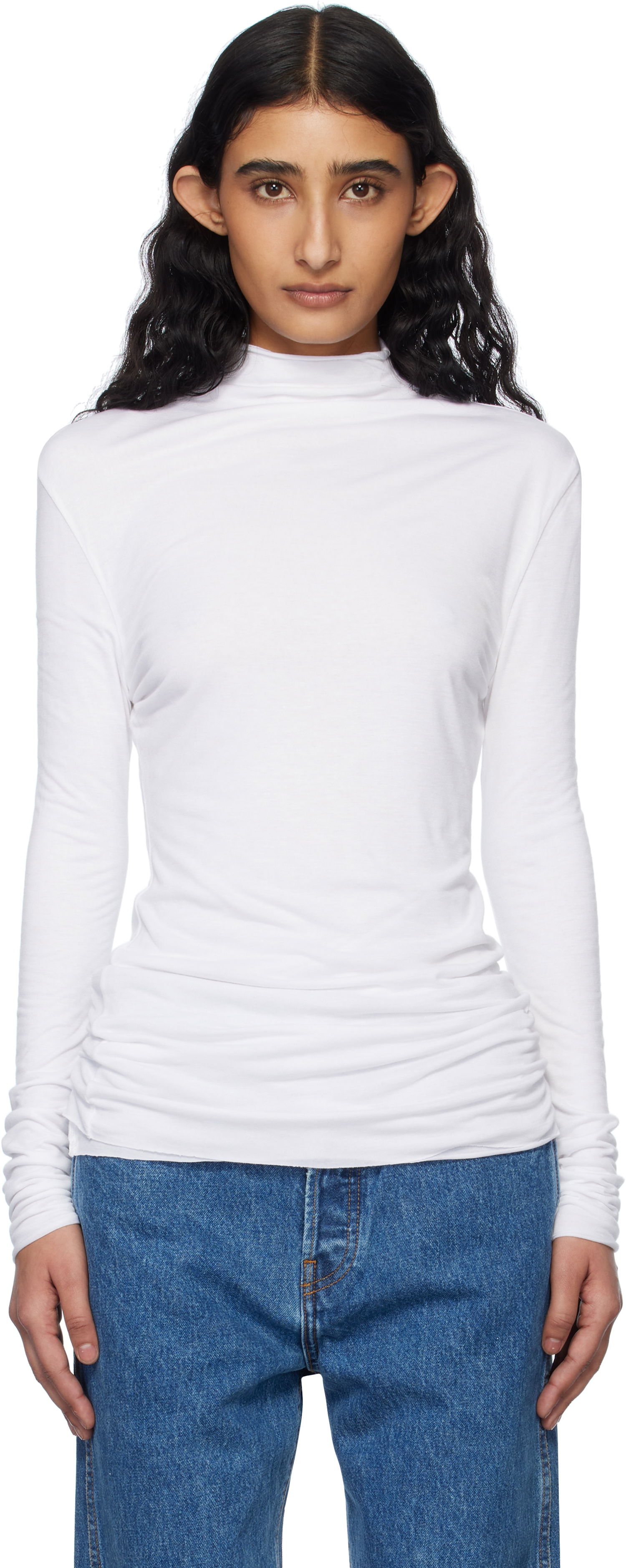 T-shirt Khaite KHAITE Rolina Mock Neck Top Hvid | 23674100, 0