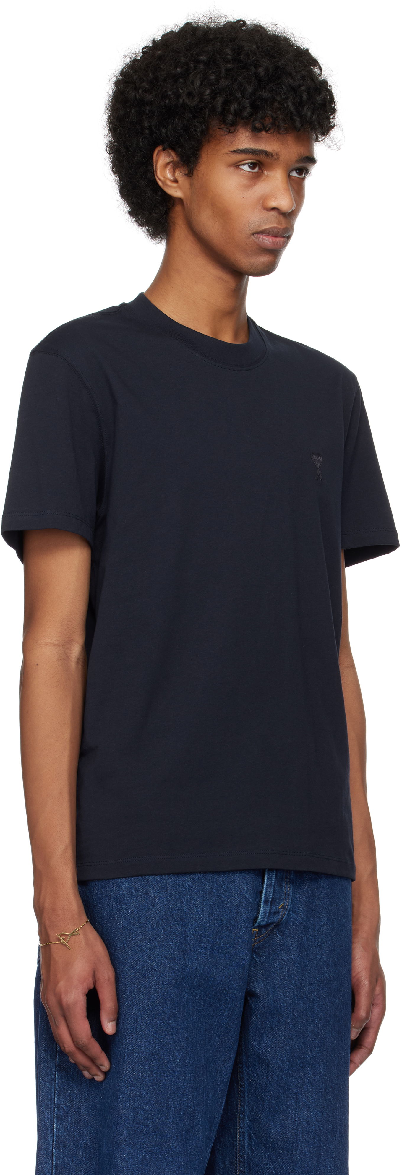 T-shirt AMI AMI Paris Ami de Coeur Cotton T-Shirt Mørkeblå | BFUTS003.724, 1