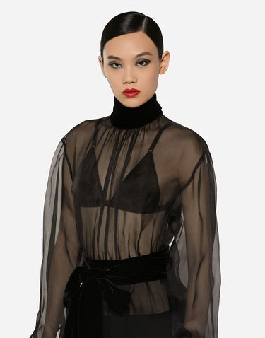 Kjole Dolce & Gabbana Short Wool Crepe And Organza Dress Sort | F6JNDTGDCO9N0000, 3