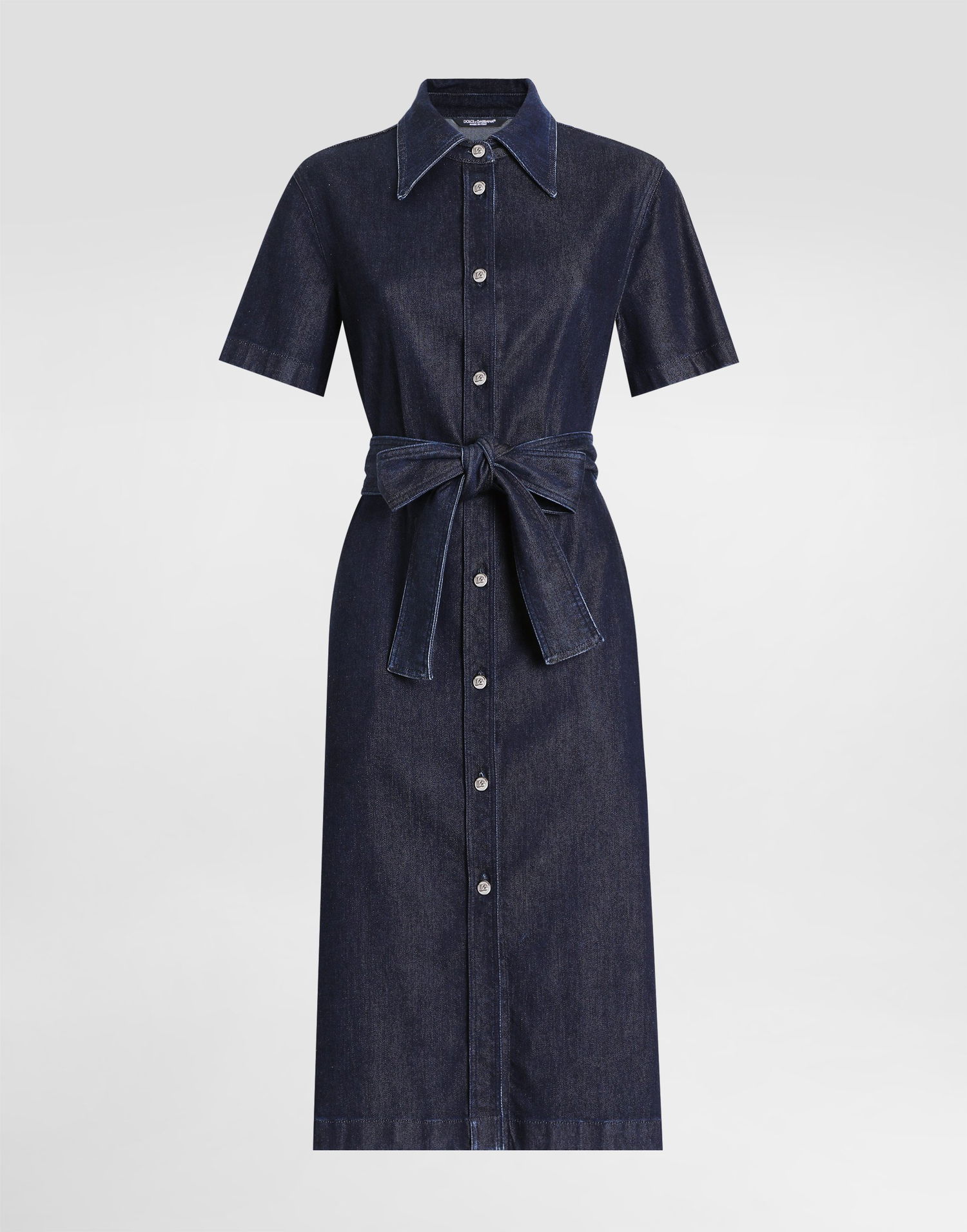 Kjole Dolce & Gabbana Dolce & Gabbana Silk Denim Shirt Dress Blå | F6TMBDG8MR3S9001, 0