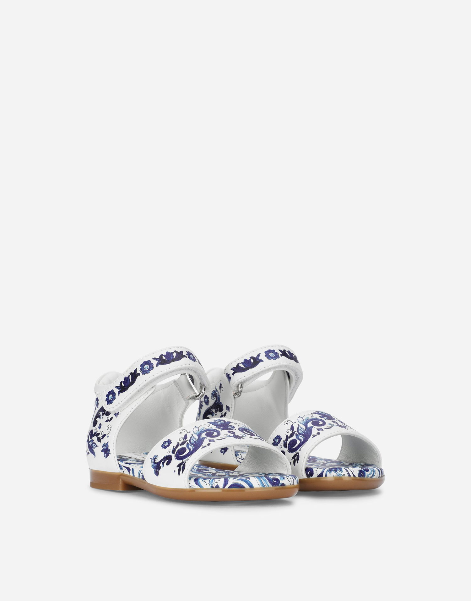 Sneakers og sko Dolce & Gabbana Dolce & Gabbana Calfskin Sandals Majolica Print For First Steps Flerfarvet | D20064AC113HA3OB, 1