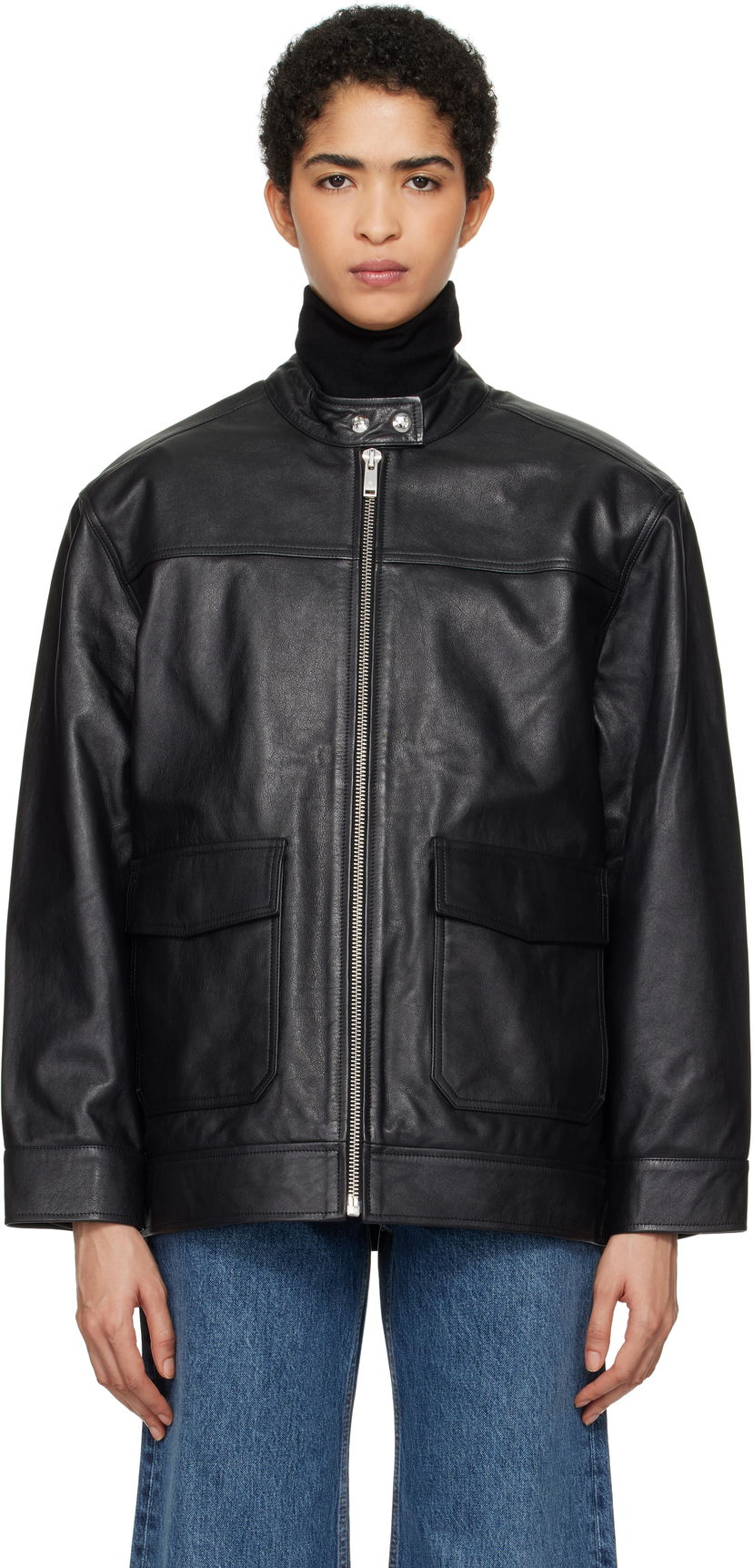 Jakke Anine Bing Henry Leather Jacket Sort | A-01-10189-000
