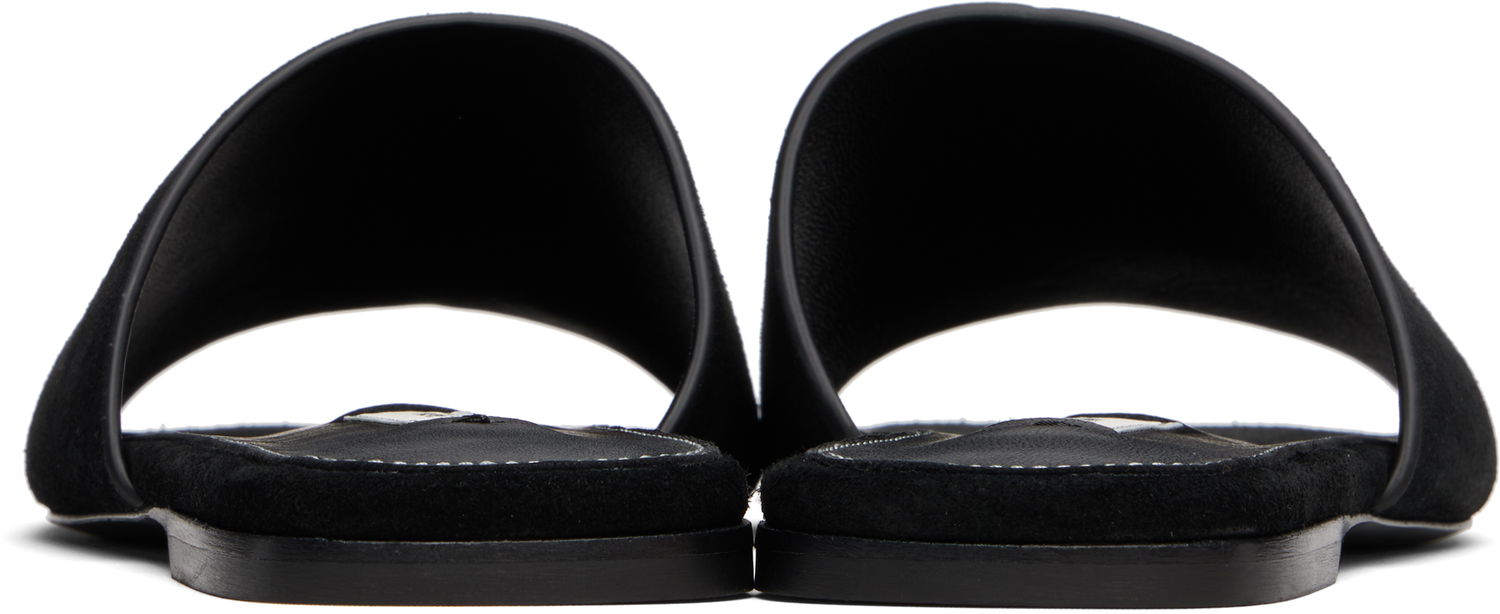 Skopleje TOTEME TOTEME Velour-Leather Bandeau Sandals Sort | 253-WAS0244-LE0004, 1
