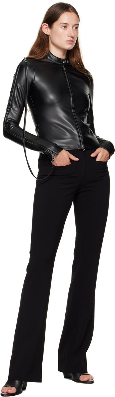 Jakke Courrèges Courrèges Zipped Biker Faux-Leather Top Sort | 325CTO436PU0049, 3