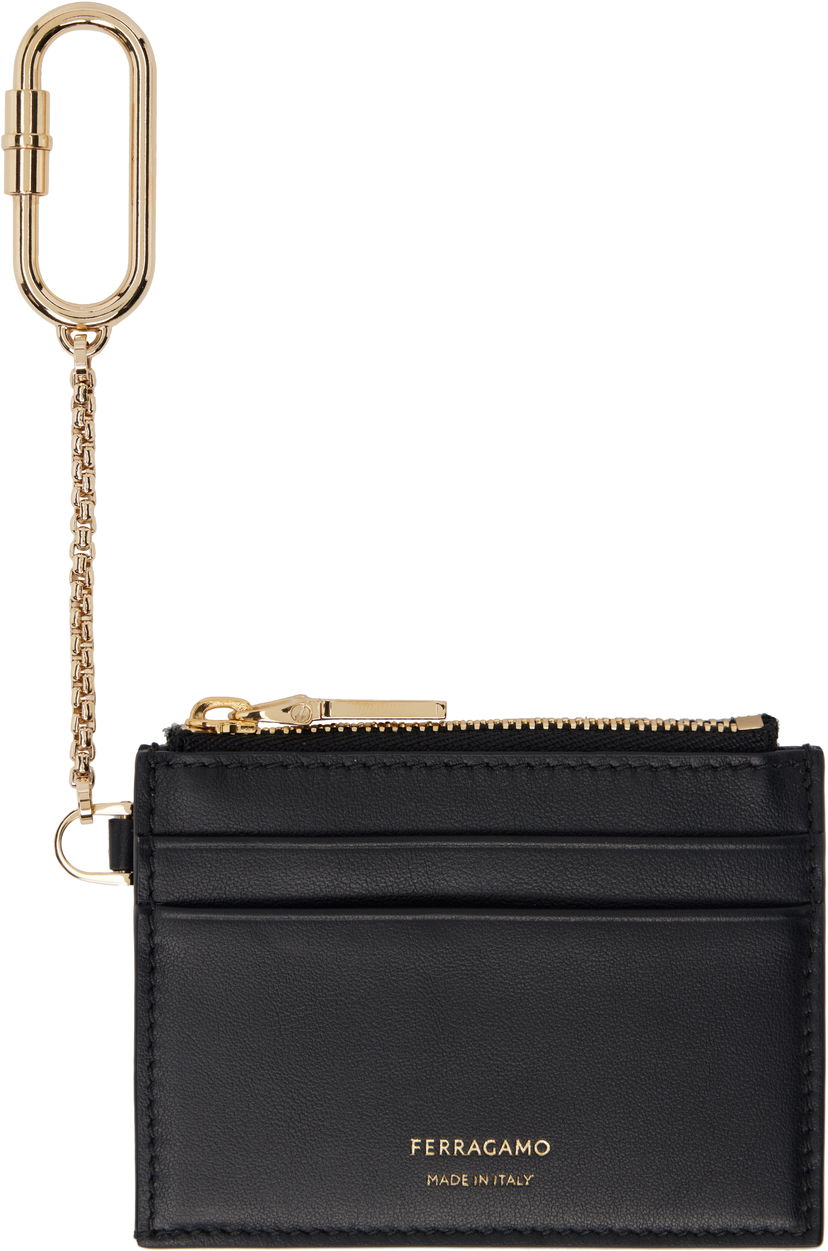 Nøgleringe FERRAGAMO Ferragamo Keychain Card Holder Sort | 779949