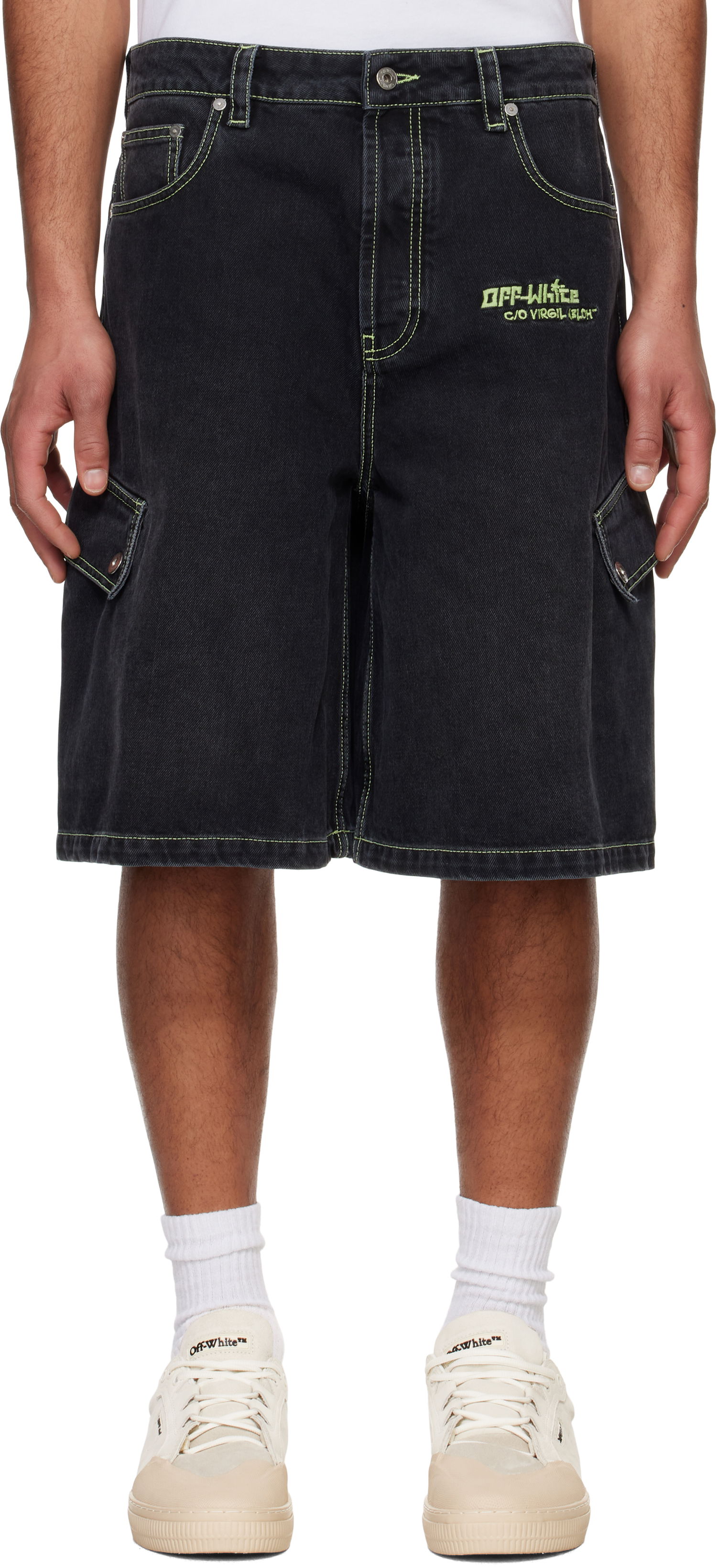 Shorts Off-White Off-White Safari Cargo Denim Shorts Sort | OMYC024S25DEN0021350, 0