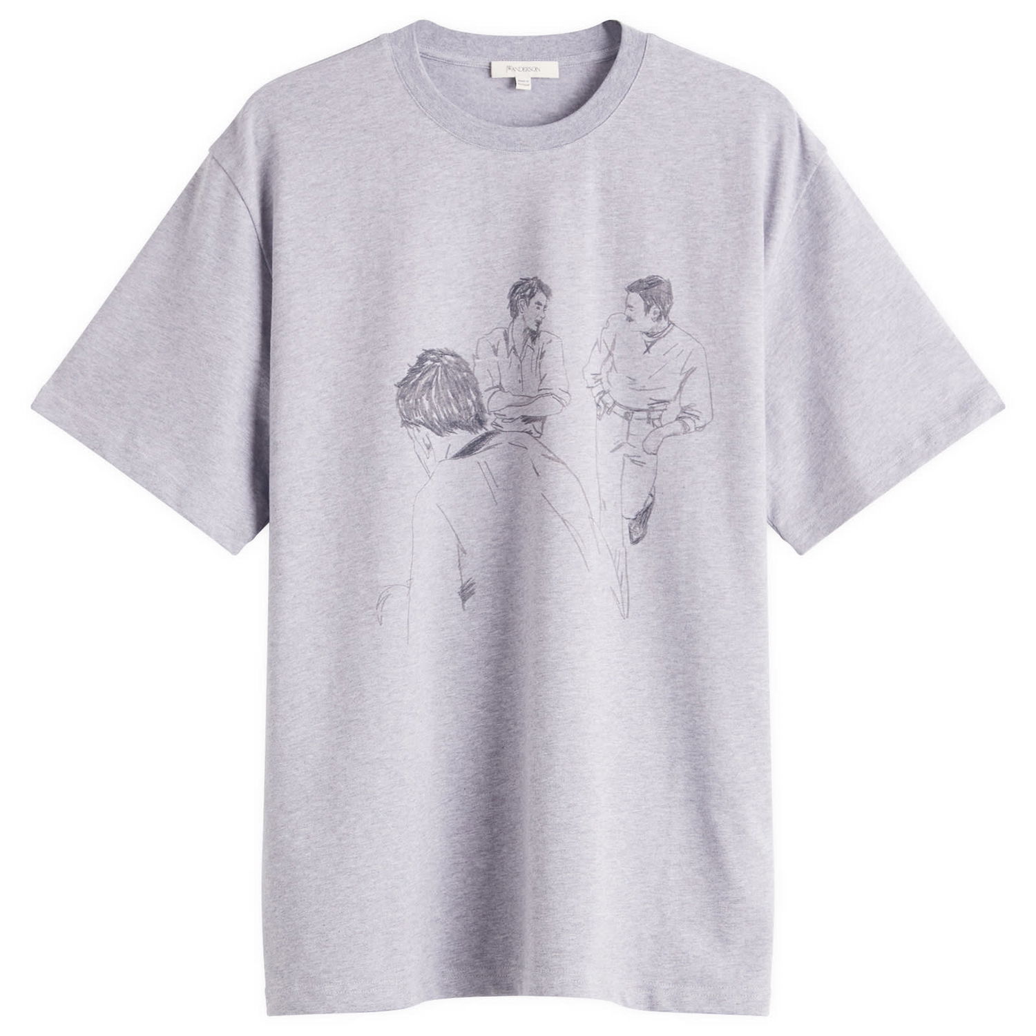 T-shirt JW Anderson JW Anderson Cafe Scene Printed T-Shirt, Size Small Grå | JT0303-PG1510-945, 0
