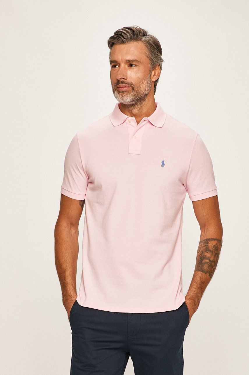 Polo skjorte Polo by Ralph Lauren Custom Slim Fit Polo Carmel Pink Lyserød | 710782592033, 1