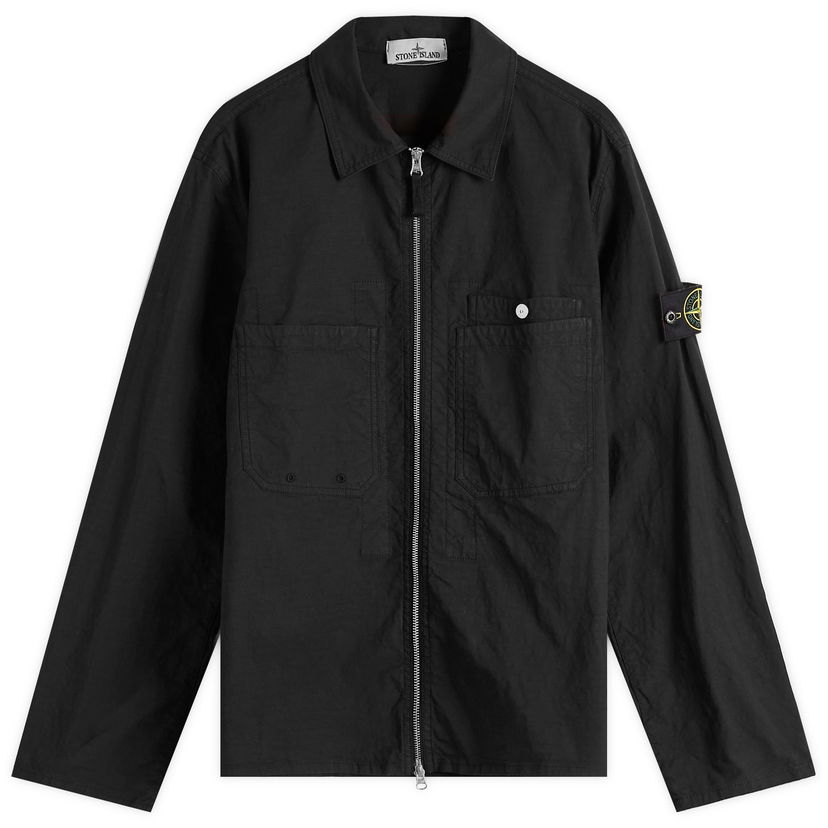 Vindjakke Stone Island Stretch Ripstop-TC Shirt Jacket, Size Large Sort | K1S151200012-V0029