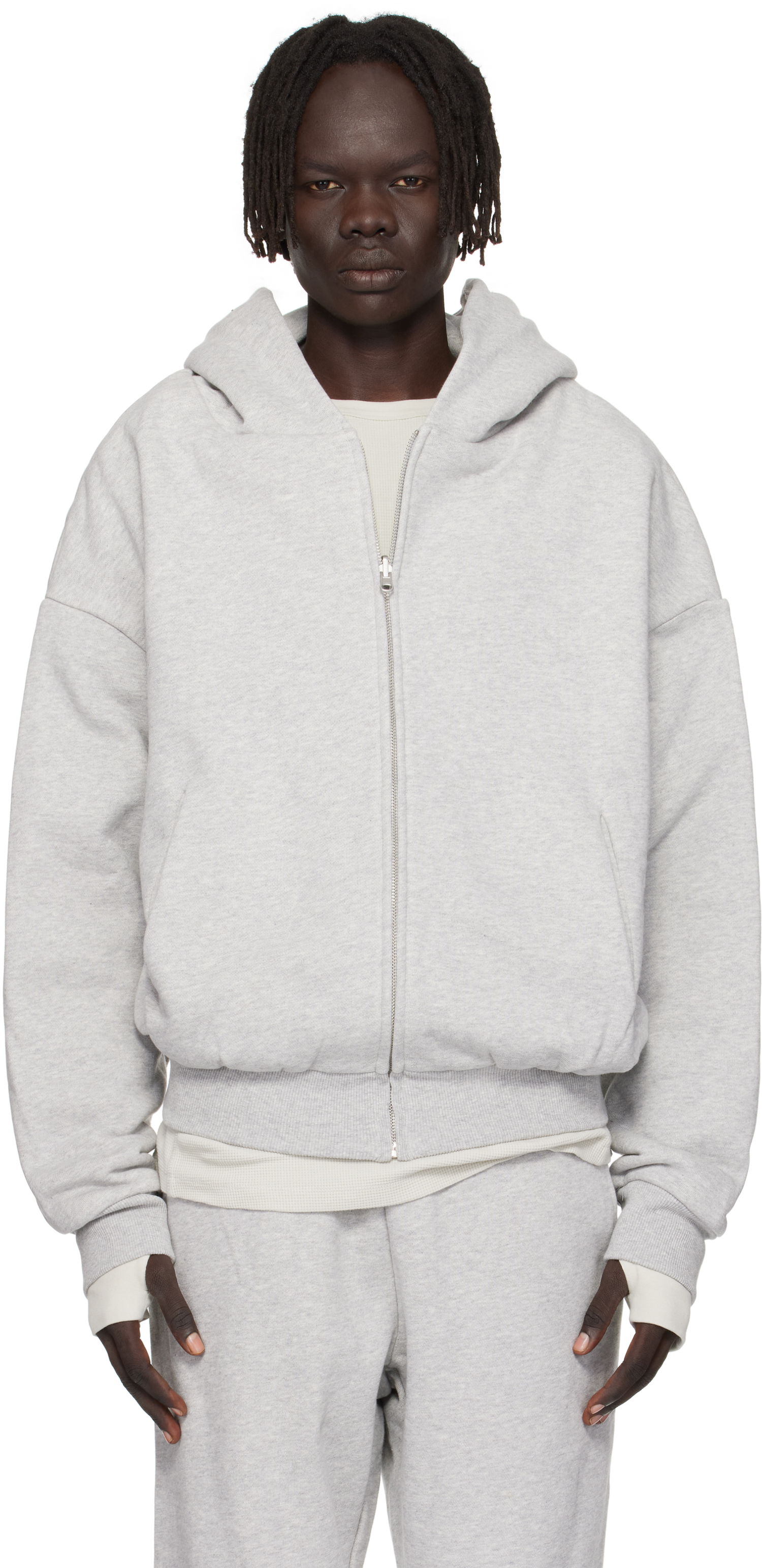 Sweatshirt Entire Studios Entire Studios Thermal Zip-Up Hoodie Grå | ES2488SI, 0
