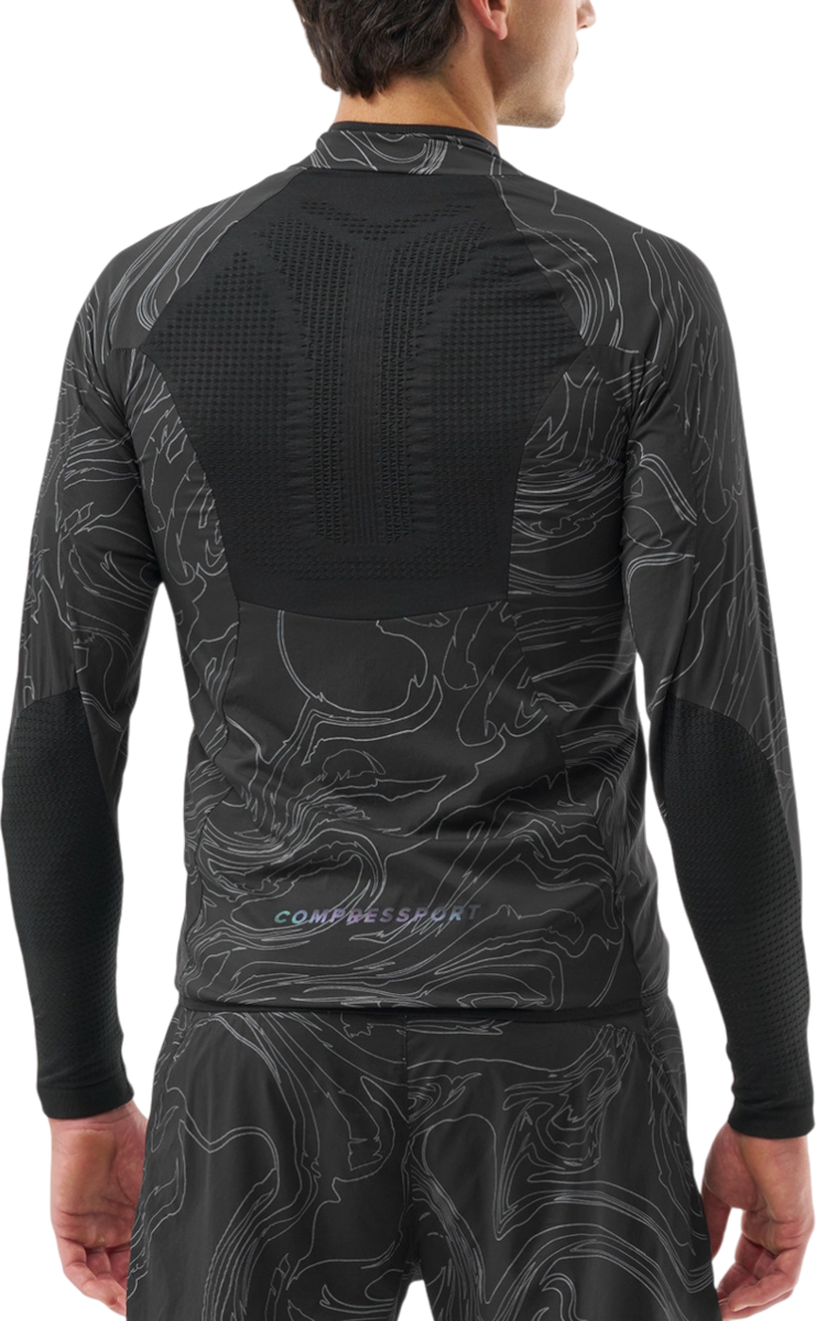 Vindjakke Compressport Hurricane Windproof Patterned Jacket Sort | ajvm11099047, 1