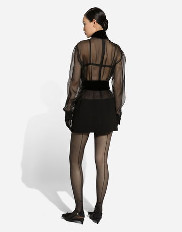 Kjole Dolce & Gabbana Short Wool Crepe And Organza Dress Sort | F6JNDTGDCO9N0000, 2